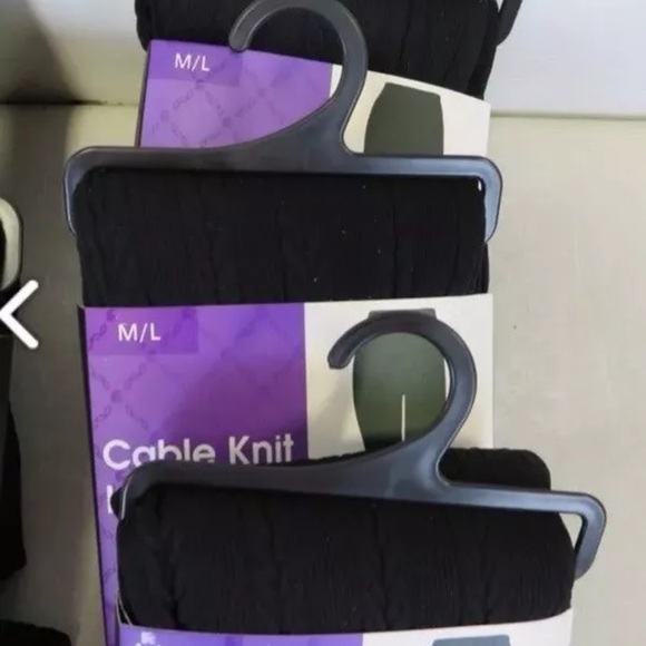 FC New Womens Leggings Size M/L Black Cable Knit Basic Super Soft Stretchy Tight - Picture 5 of 6